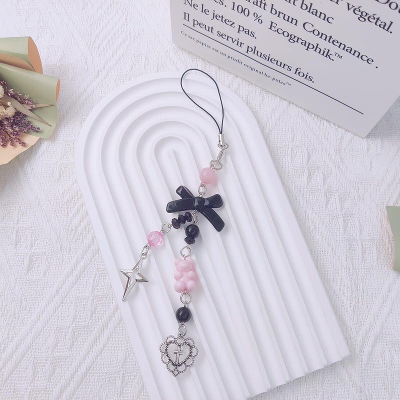 cioatu 1-4PCS Cute Phone Charms Aesthetic Y2K Cell Phone Charms Strap Strawberry Butterfly Star PhoneCharm Y2K Accessories for Bag Keychain Airpods Camera Pendants Decor - Image 2
